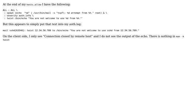 DevOps & SysAdmins: Using twist in hosts.allow