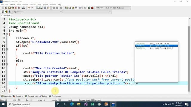 Special Operations In A File Handling In C++