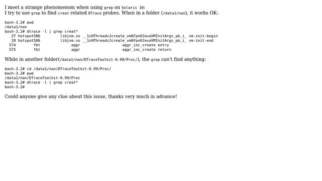 Unix & Linux: Why the grep result depends on folder path?