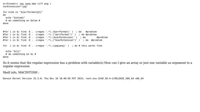 Unix & Linux: regular expression : with a variable