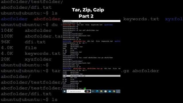 File and Folder Compression | tar, zip, gzip part 2