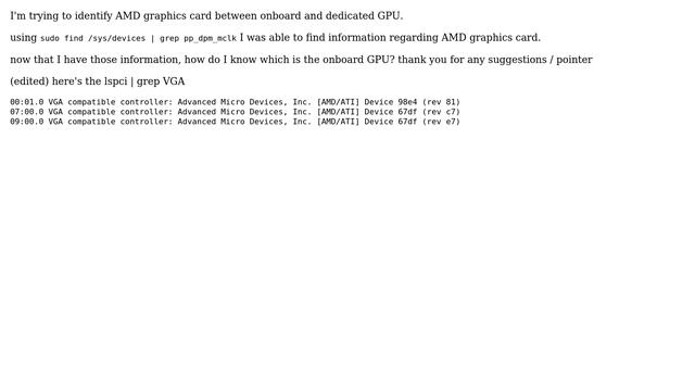 Unix & Linux: identify onboard AMD GPU
