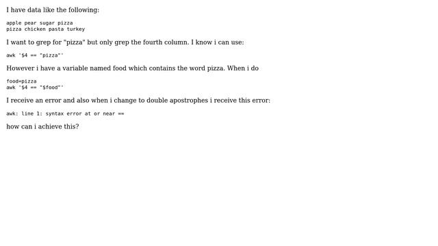 Unix & Linux: How can i use awk/Grep to search a specified column for a variable?