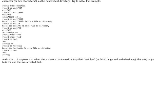 cd ＜nonexistent_directory＞ in bash causes cd to different directory?