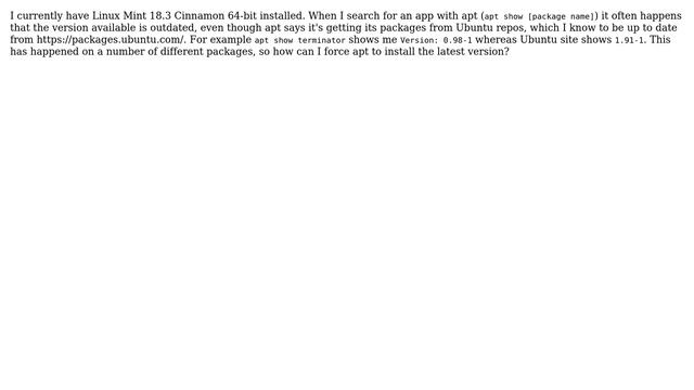 Unix & Linux: Mint apt showing old packages