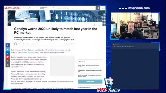 MSP Radio - Business of Tech Livestream:  4 Stories I Didn't Cover for Jan 22, 2020