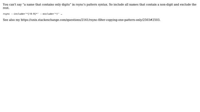 Unix & Linux: How to exclude numeric directories with rsync? (4 Solutions!!)