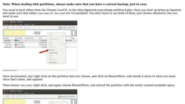 Ubuntu: Partition Move/Resize