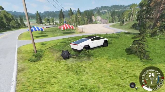 Dragging Chain with Tesla Cyber Truck - Beamng.Drive