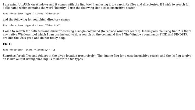 Unix & Linux: How to search for files and directories using a single find command?