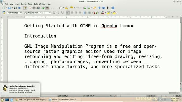 Getting Started With Gimp in OpenLx Linux