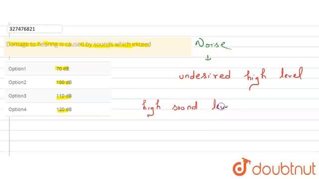 Damage to hearing is caused by sounds which exceed  | CLASS 12 | NTA NEET TEST 98 | BIOLOGY | Do...