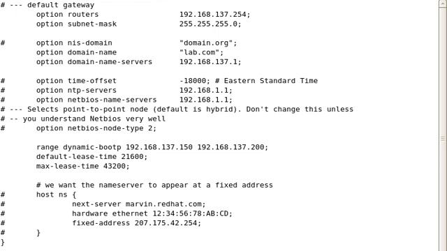 DHCP configuration in linux