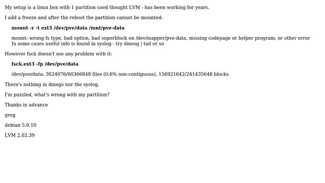 linux refused to mount a valid partition