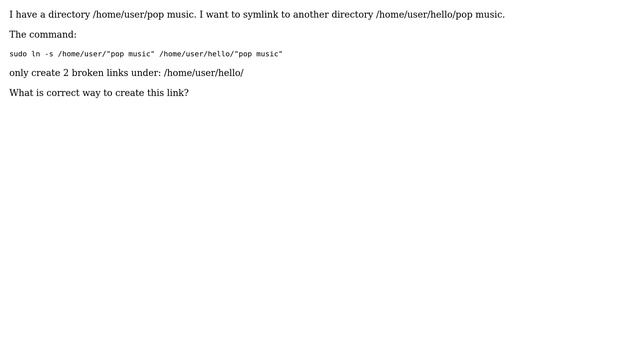 How to create symlink for a directory with space in Linux?