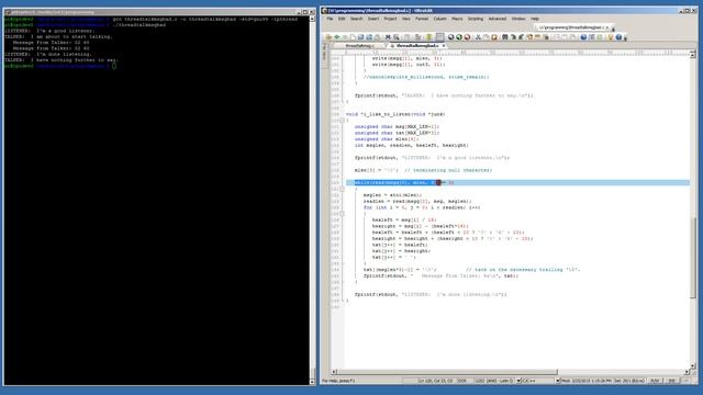 Linux Multithreaded Program With Non-printable Messages