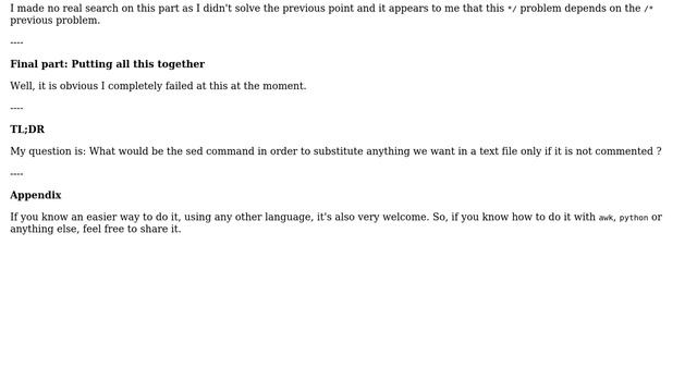 Unix & Linux: Sed command that would ignore any commented match
