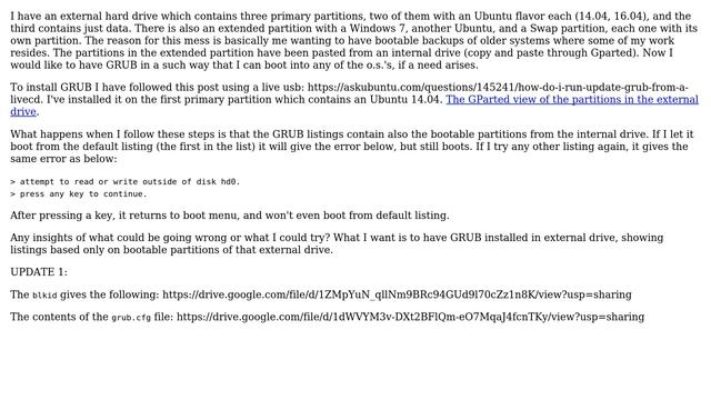 Unix & Linux: How to install grub for a multiboot external hard drive?