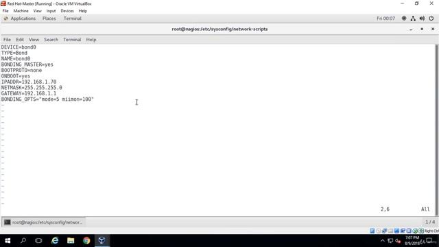 RHCE - Network Interface Teaming -4  Editing bond0 interface file