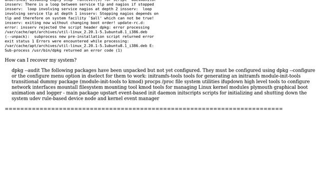 Unix & Linux: dpkg won`t install any package