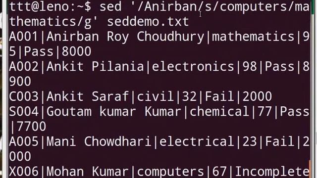 More on sed command - Khasi