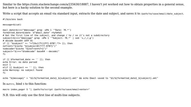 Unix & Linux: Can mutt macros obtain properties from the current message? (2 Solutions!!)