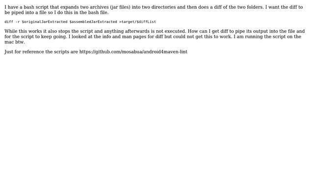 Unix & Linux: Directory diff in bash script