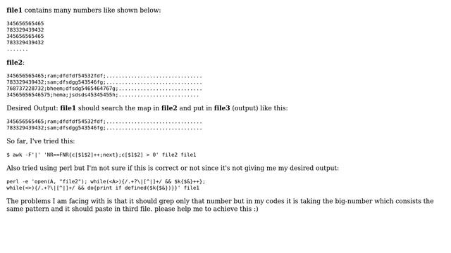 Unix & Linux: comparing the numbers and collecting details and providing output to new file