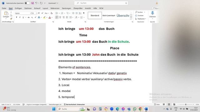 A1: Introduction to german sentence structure   1