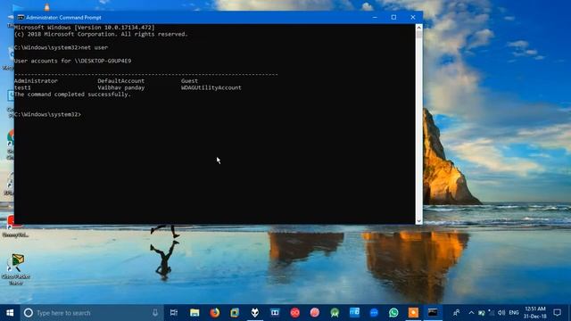 How to change password of a user in Windows by command prompt