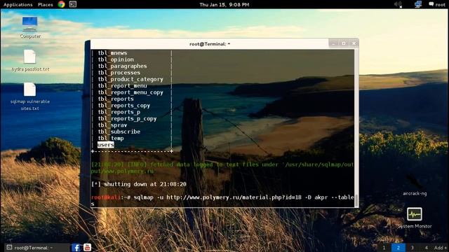 Hacking website using sqlmap in Kali Linux