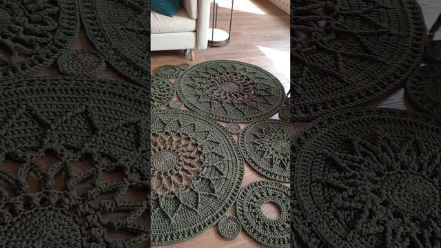 Вязаный крючком ковер из кругов "Подсолнухи" #коверизмотивов #crochetrug #crochet #вязаниекрючком