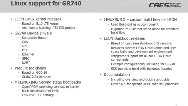 Summary and Major Updates to the GR740 Software Ecosystem