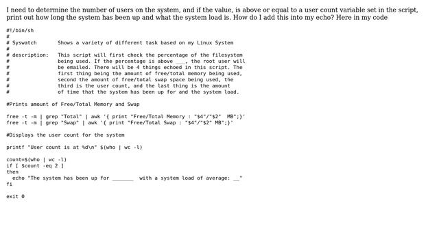 Echo uptime in linux