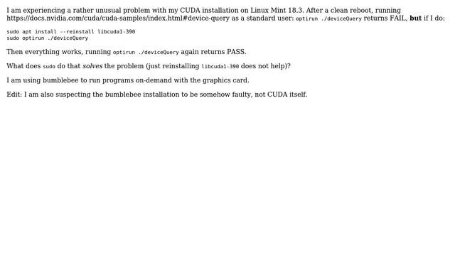 Unix & Linux: Weird problem with CUDA installation