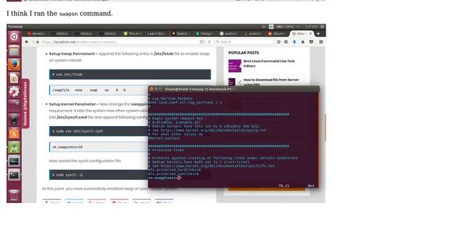 Ubuntu: Ubuntu 17.04 - why is my swap file not being used?