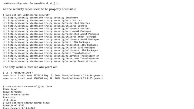 Ubuntu: 14.04 server not seeing kernel upgrade options, how to enable?