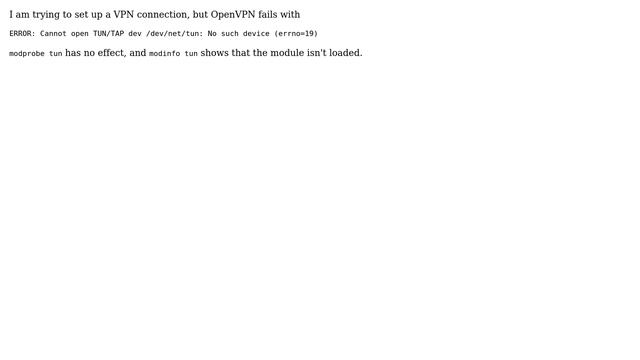 Can't load tun module in Linux