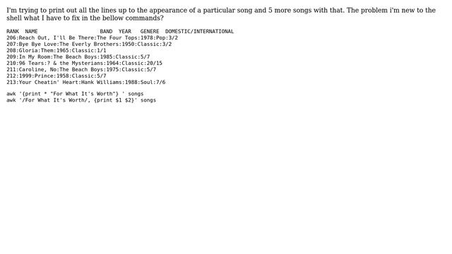 Unix & Linux: Printing in awk up to specific line and 5 more results (2 Solutions!!)