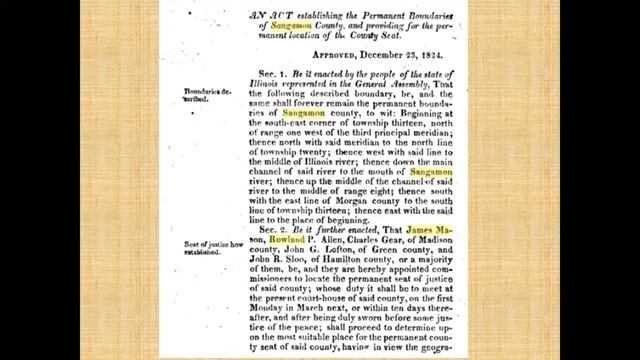 A Permanent Location:  The Sangamon County Seat in 1825