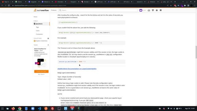 PhpMyAdmin Session Timeout - Ubuntu Server - GNU/Linux
