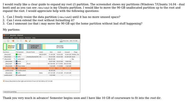 Ubuntu: Expand root partition without formatting