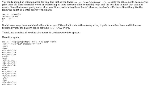 Unix & Linux: sed first n occurrences result set between 2 tags / patterns (6 Solutions!!)