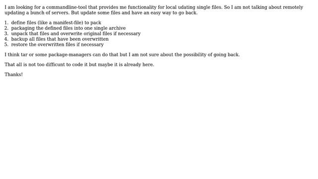 Unix & Linux: Tool for easy file-update and restore