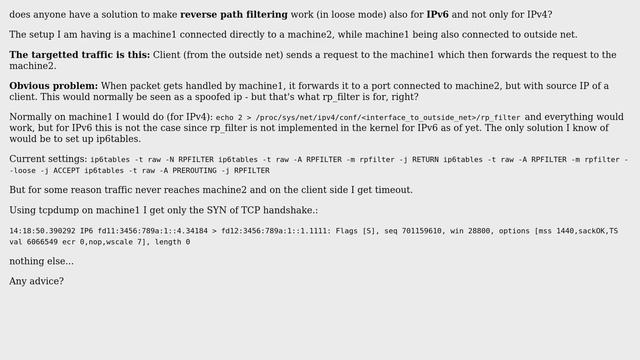 Unix & Linux: Enabling rp_filter loose (#2) mode for IPv6