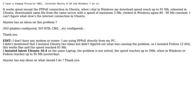 slow pppoe connection using Ubuntu 9.10 (2 Solutions!!)