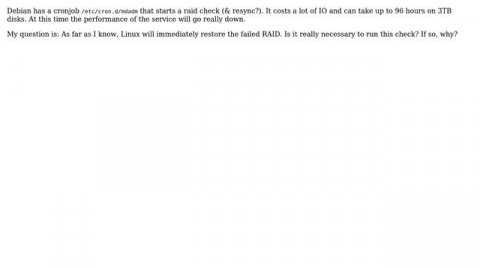 Unix & Linux: Soft raid1 schedule resync