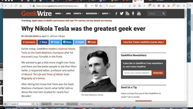 Telsa and the electromagnetic core
