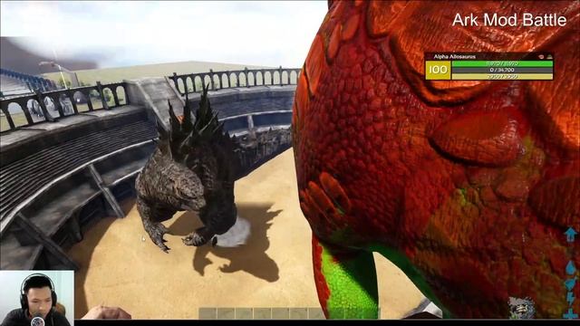 Ark Godzilla battle Alpha Allo Mod Primal Fear | ARK Mod Battle
