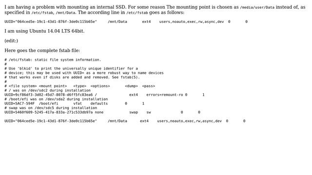 Unix & Linux: Wrong mount point for internal SSD